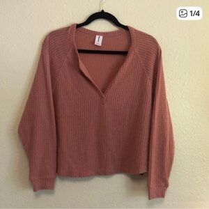 Abound V-Neck Ribbed Sweater in gold/brown or some people see dusty Rose